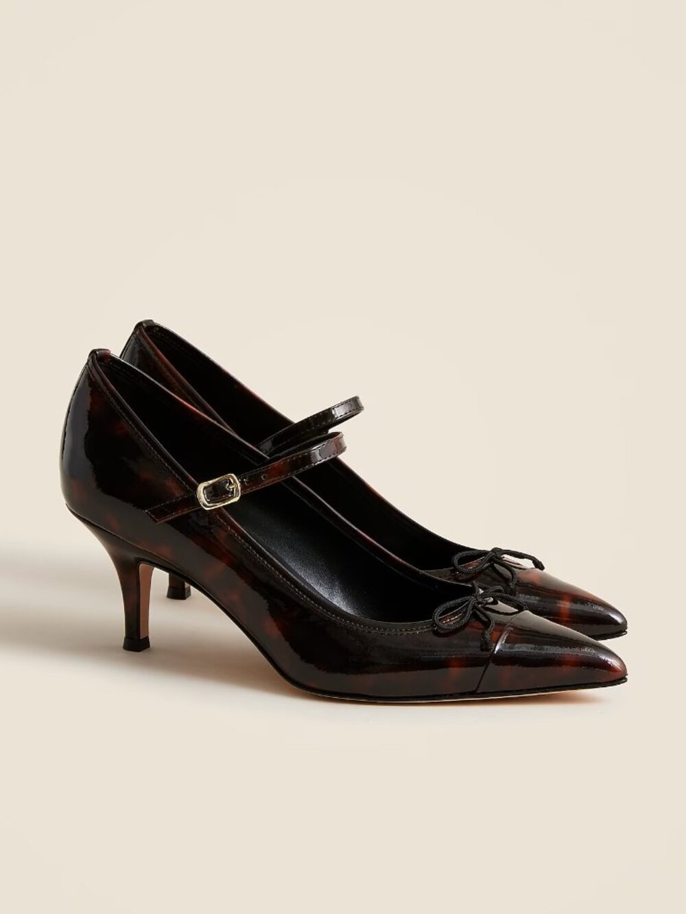 J. Crew Patent Tortoise Mary Jane Stilletos